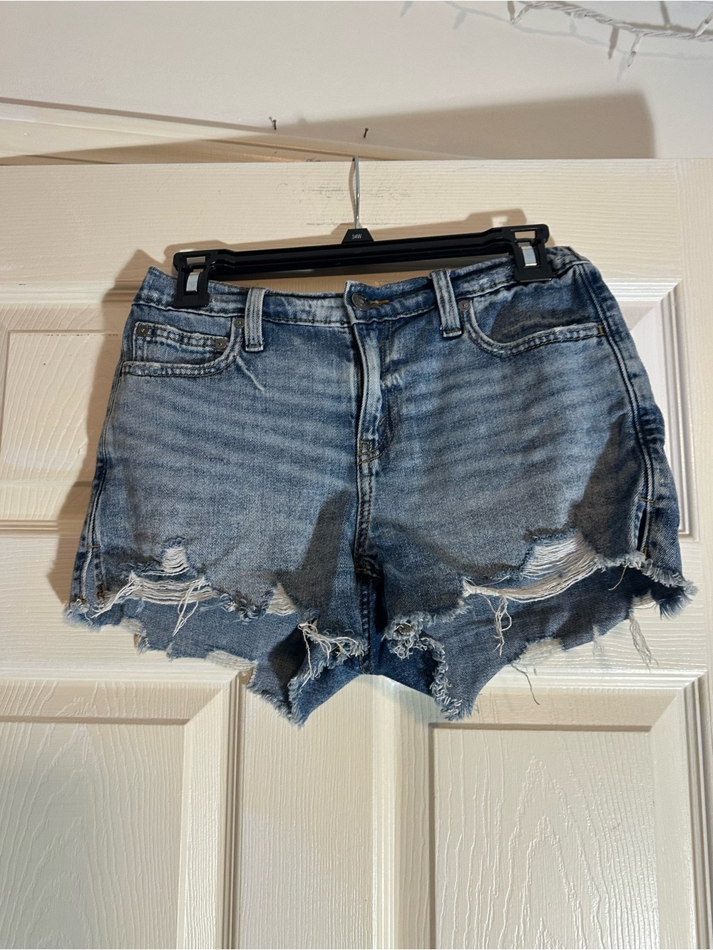 aerie Distressed Light Blue Denim Cutoff Shorts